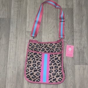 Simply southern NWT neoprene mesh sports bag crossbody pink leopard